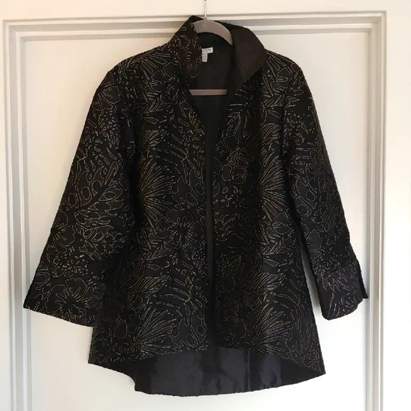 Black And Gold Floral Women's Jacket - Picture 1 of 9